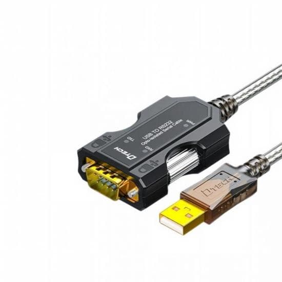 DTECH IOT5096I USB to RS232 opto-isolated serial cable on a white background