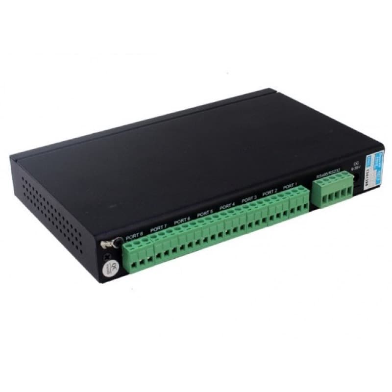DTECH DT-9028I industrial 8-port RS485 hub on a pure white background
