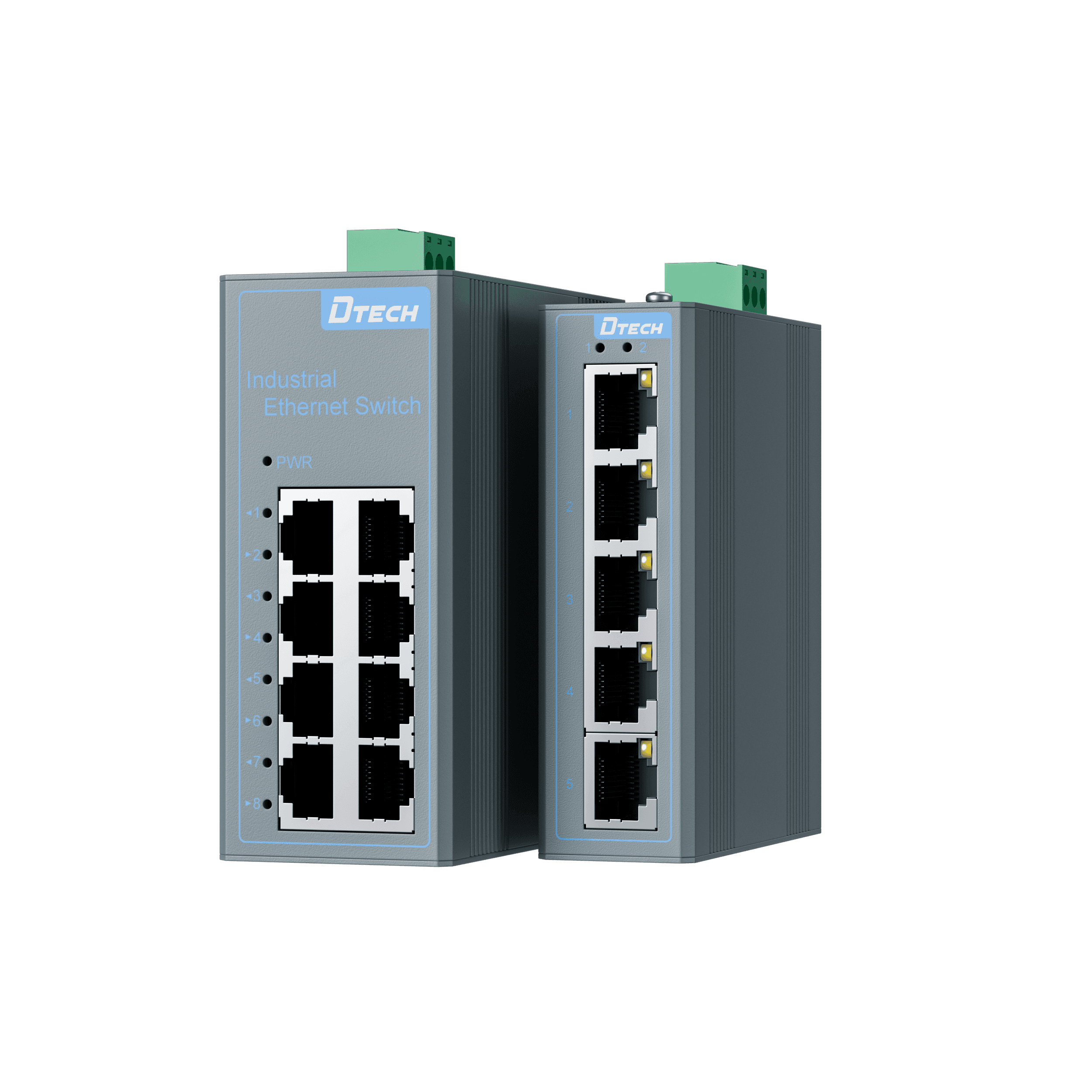 DTECH SW1000 Series 5-port and 8-port industrial DIN-rail Ethernet switches